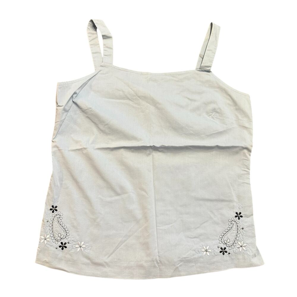 Harold’s Women’s light blue tank blouse with embroidery Size 8